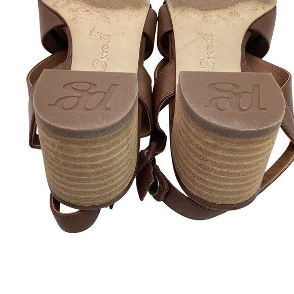 Paul Green Reese Slingback Womens 9 Brown Leather Sandals Criss Cross Straps - Picture 10 of 16